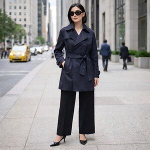 BANANA REPUBLIC NAVY BLUE  PRIMALOFT 2-IN-1 SHORT TRENCH COAT SIZE MEDIUM NWT